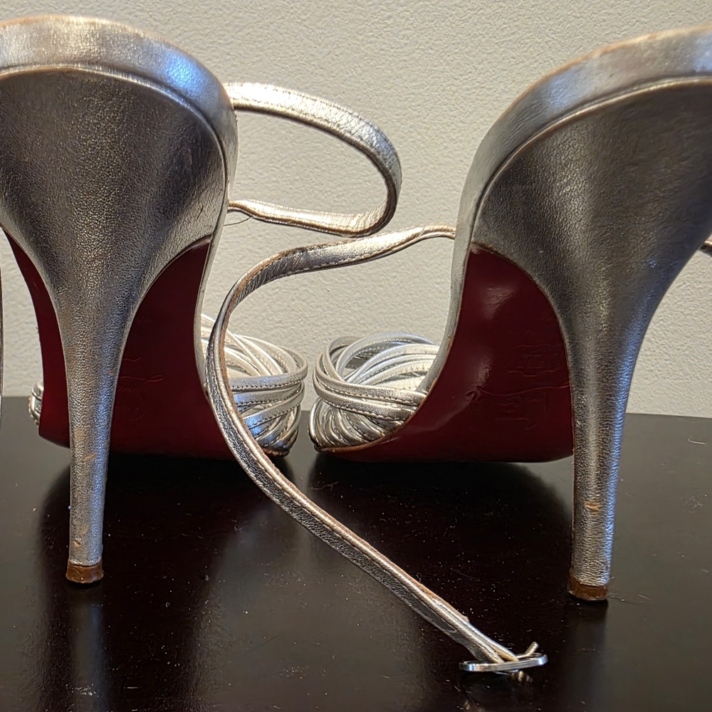 Christian Louboutin Silver Strappy Heels - Picture 12 of 16